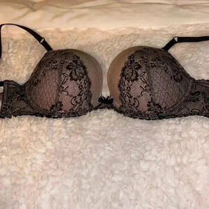 VS push up beige black lace bra 32DD